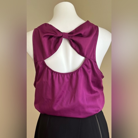 R. Marks New York Pink/Purple Delicate Satin Sleeveless Blouse Bow/Cut Out Sz.1X - Picture 8 of 13